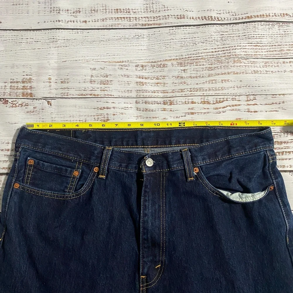 Levis 505 Jeans Black Casual Straight Leg Denim‎ Baggy Men's Size 38x30